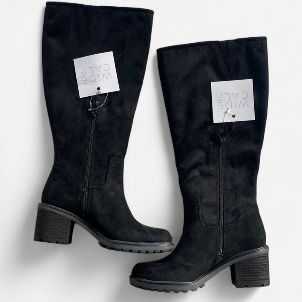 Zodiac Women’s Wide Calf Heeled Knee High Boots Faux Suede Black Size 6.5 - Picture 2 of 5